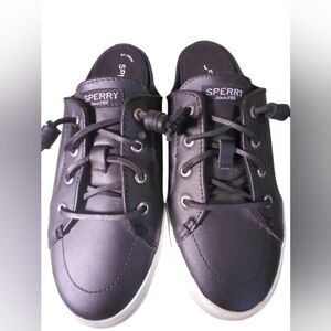 Sperry Black Casual Leather Shoes Slip On Womens Size 8.5 Cozy Summer Comfy